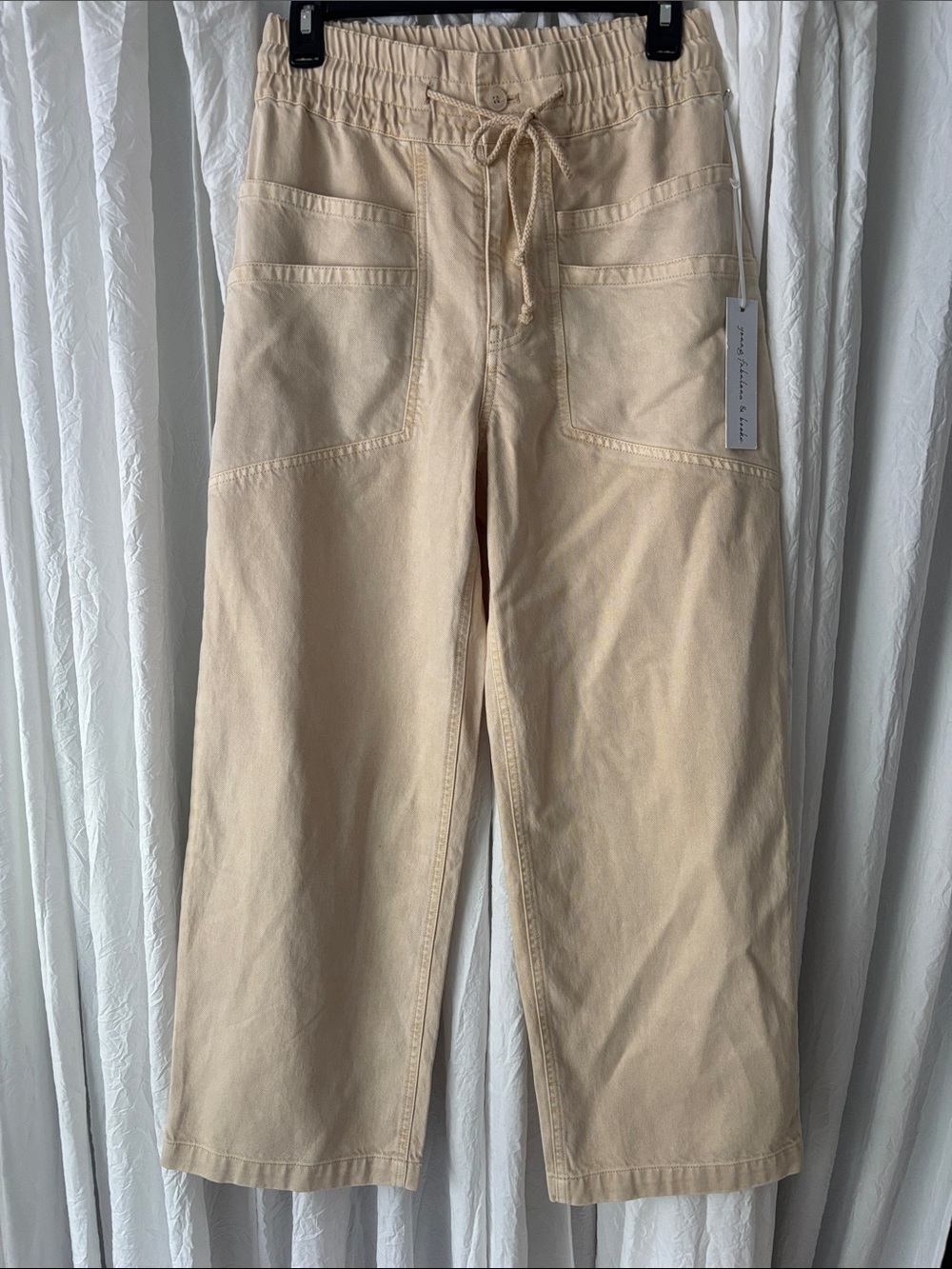 Young Fabulous & Broke Natural Beige Drawstring Utility Chinos